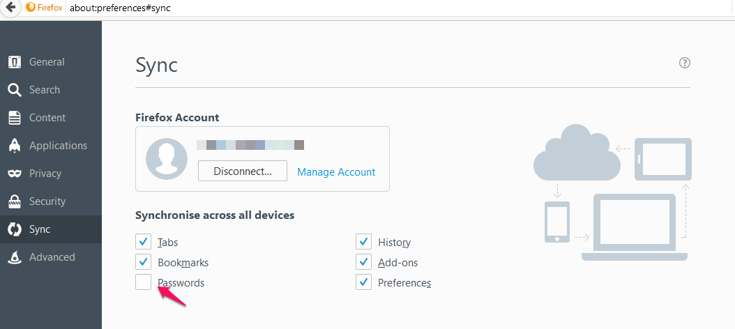Turn off password sync