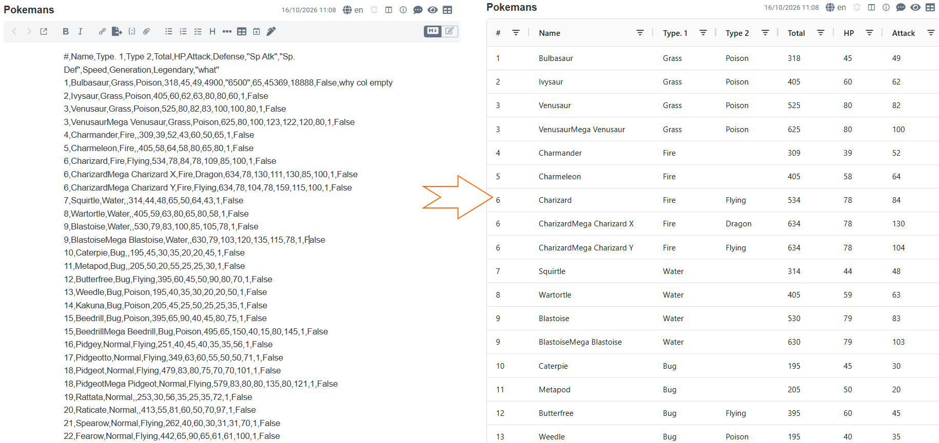 CSV mode