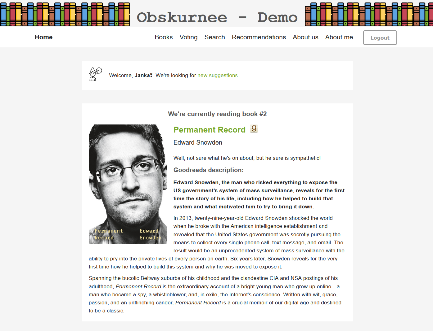 Updated demo container now available for Obskurnee