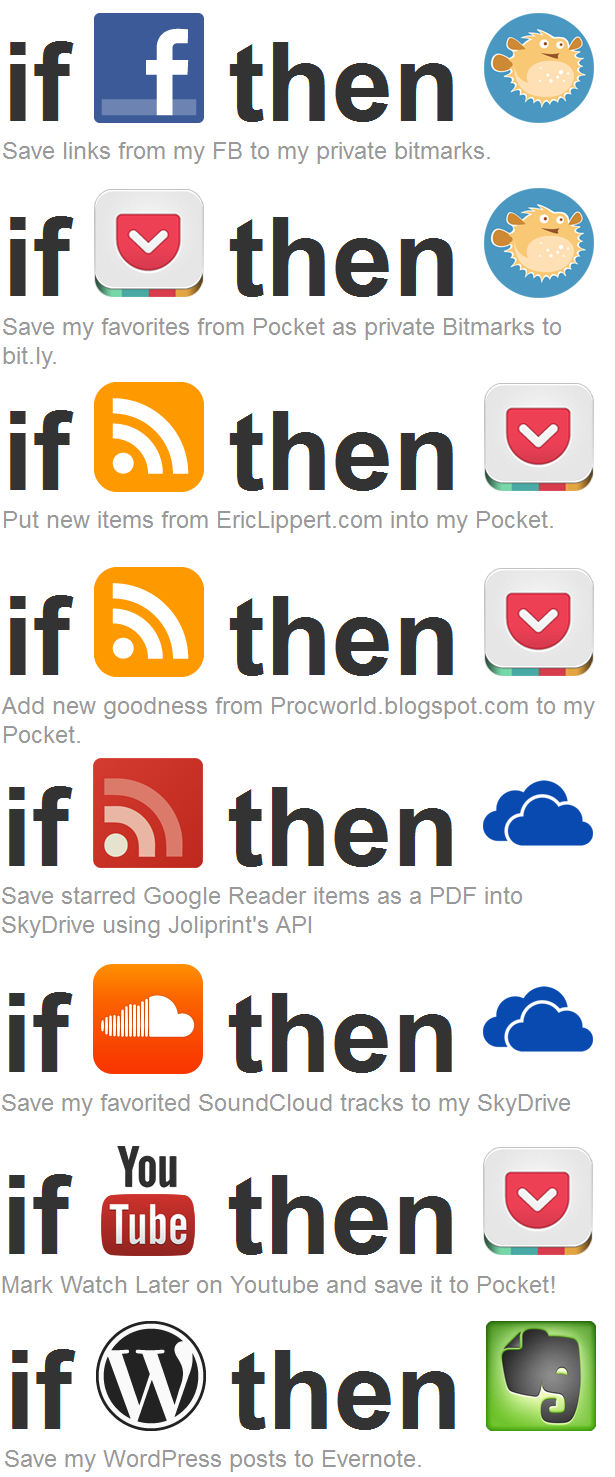 Some of my IFTTT recipes